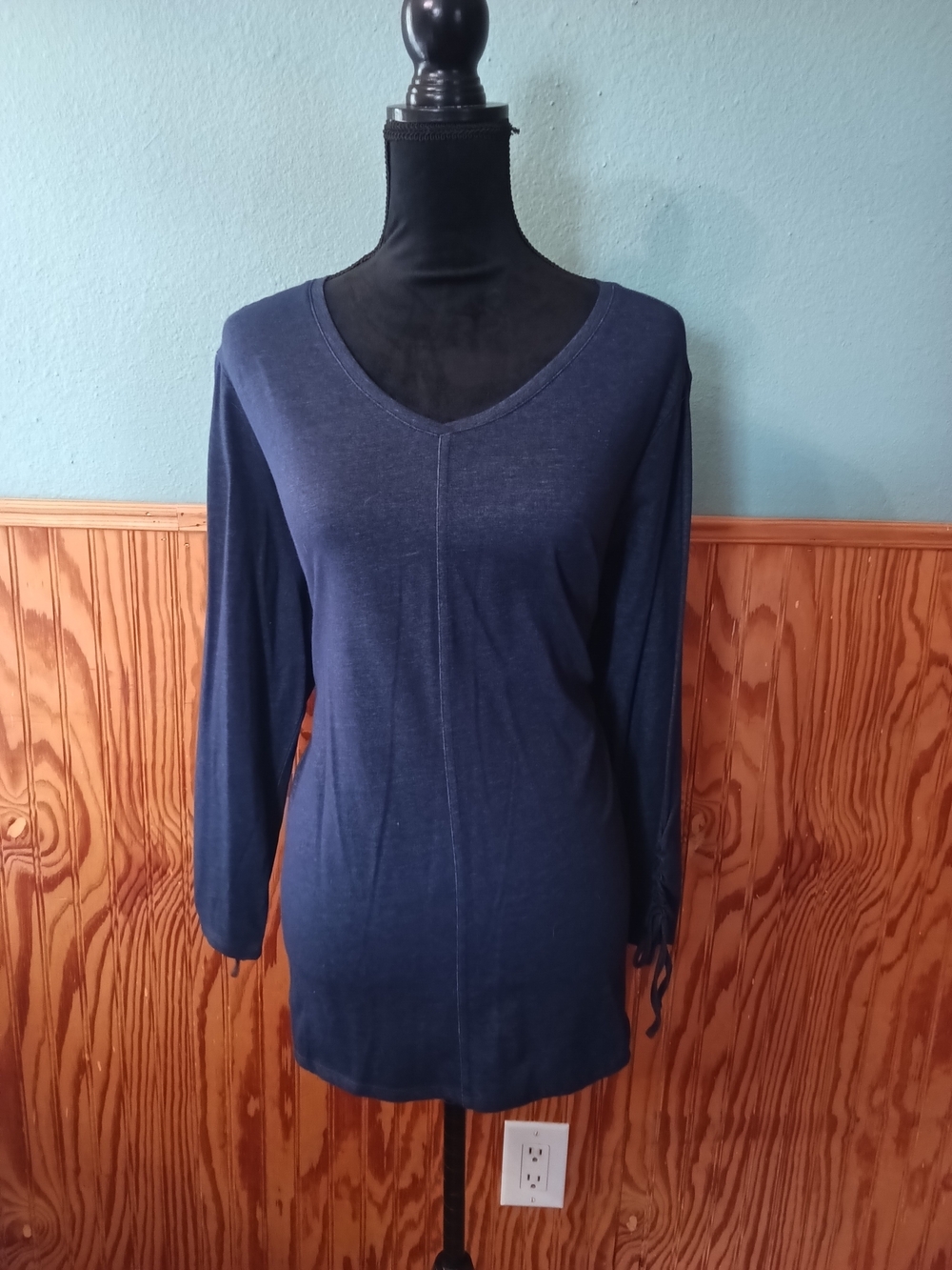 Cato Navy V-Neck Long Sleeve Tunic